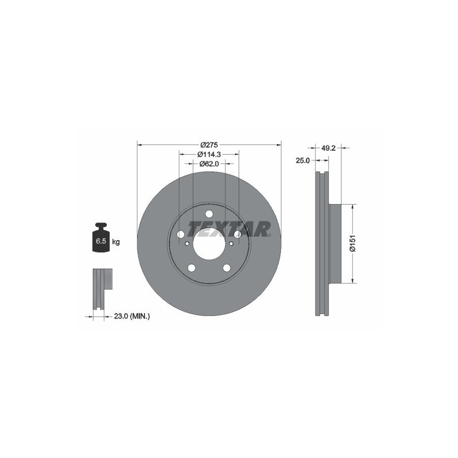 Textar Disque De Frein 92139703 Toyota