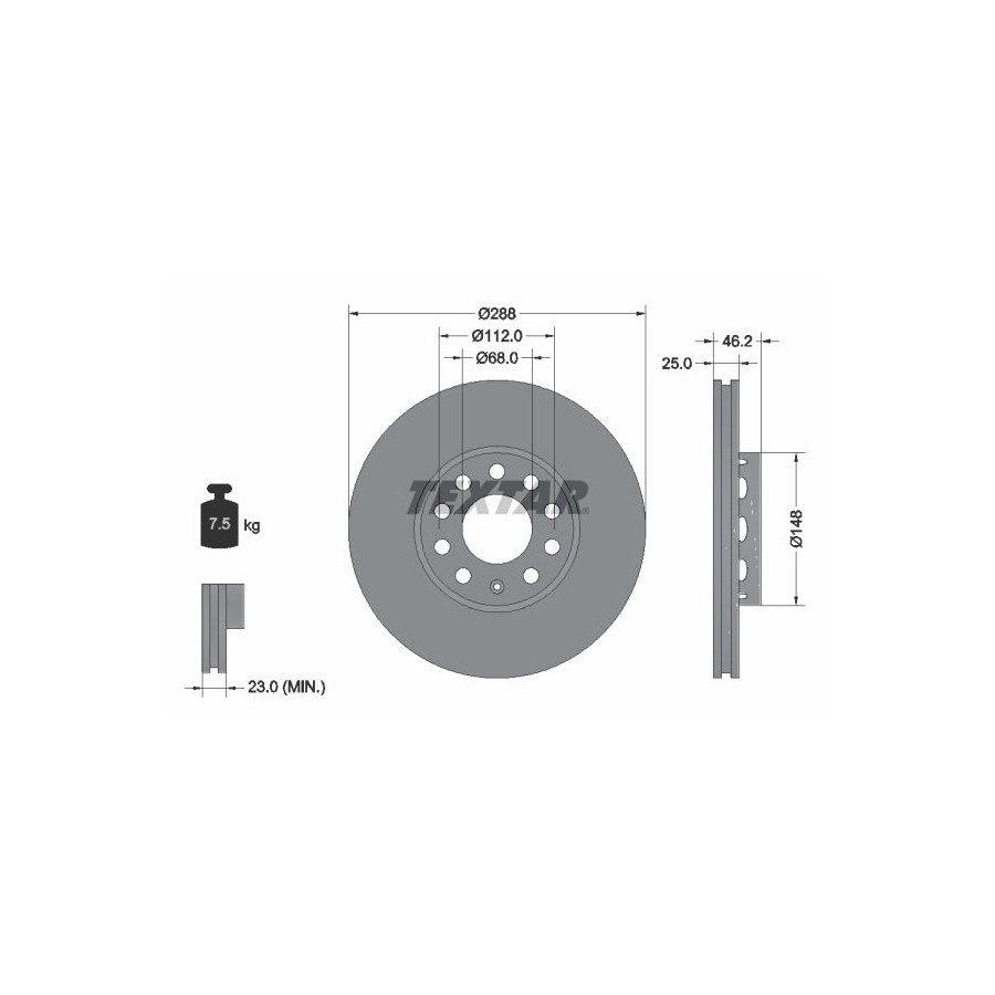 Textar Disque De Frein 92057605 Audi;Seat;Volkswagen