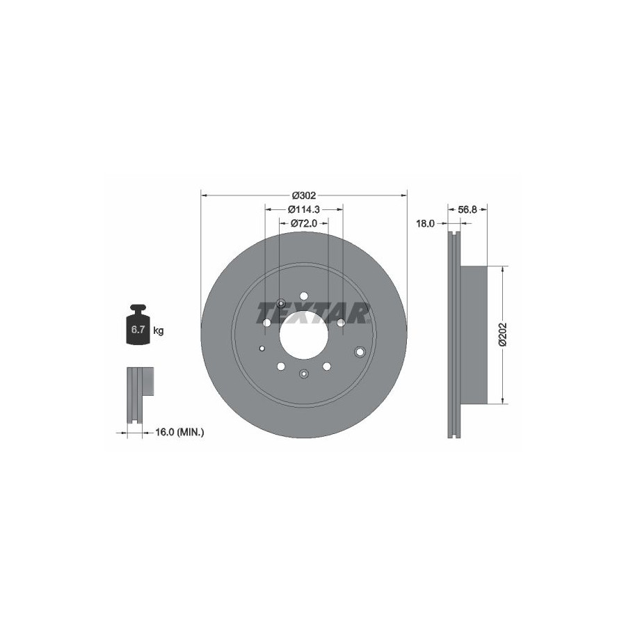 Textar Disque De Frein 92180903 Mazda