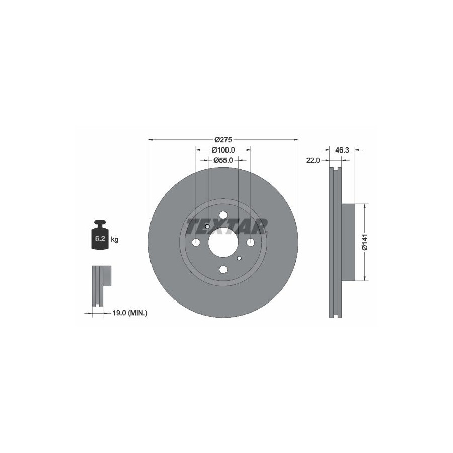 Textar Disque De Frein 92156200 Daihatsu;Toyota