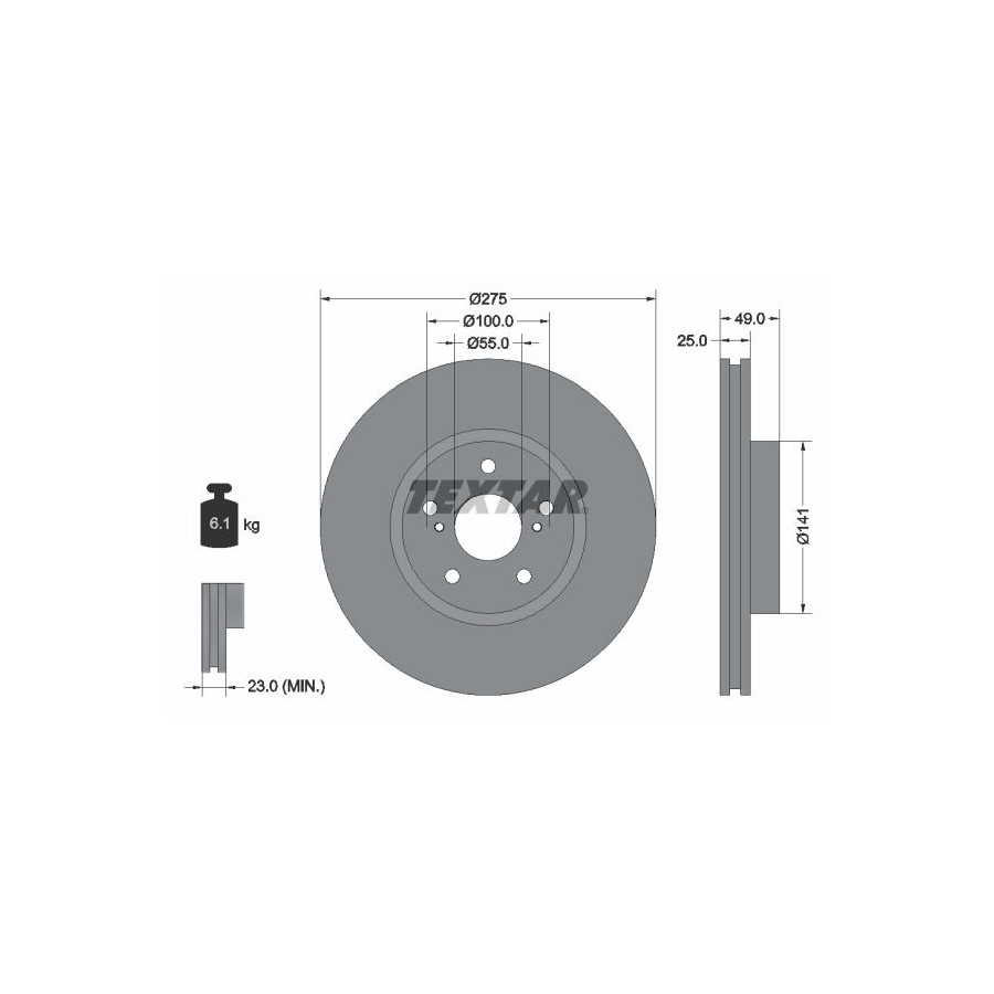 Textar Disque De Frein 92173103 Toyota