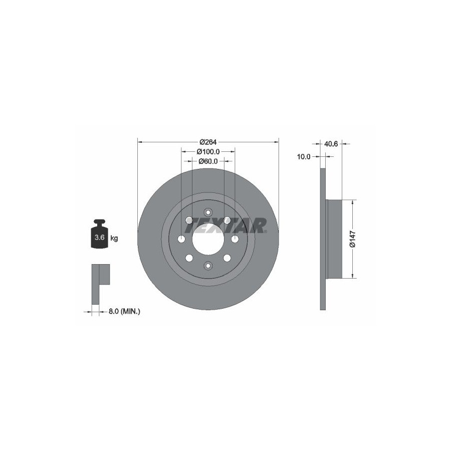 Textar Disque De Frein 92145903 Abarth;Fiat;Opel;Vauxhall