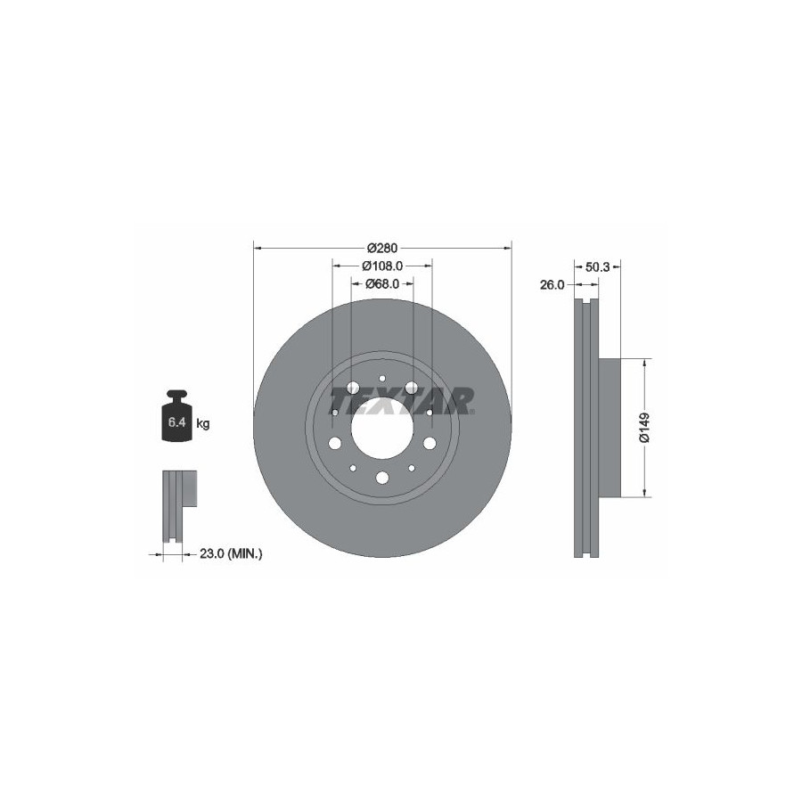 Textar Disque De Frein 92066703 Volvo