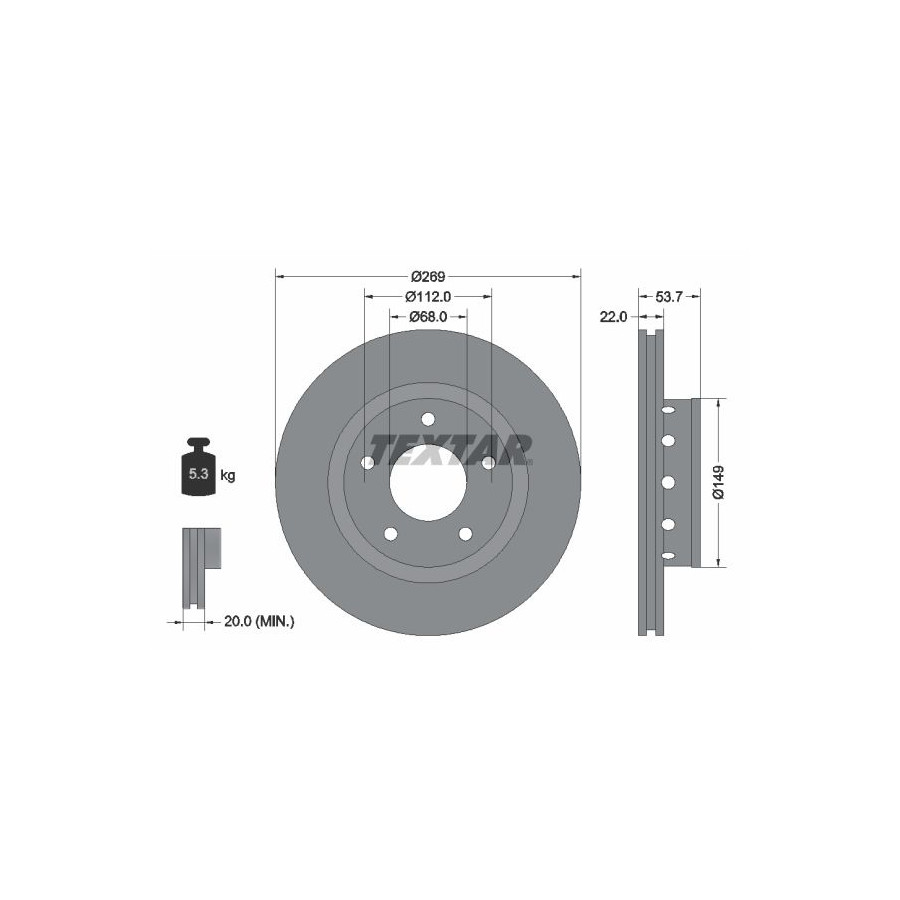 Textar Disque De Frein 92176803 Audi;Volkswagen
