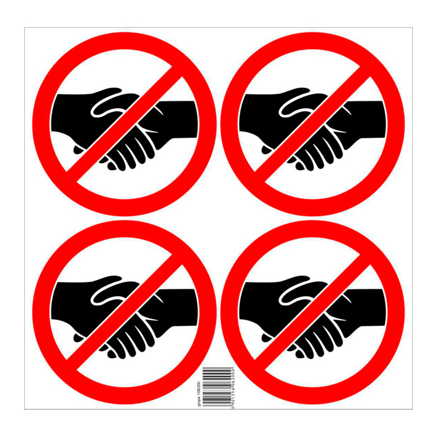Set d'autocollants Interdit de se serrer la main - 4x 15cm
