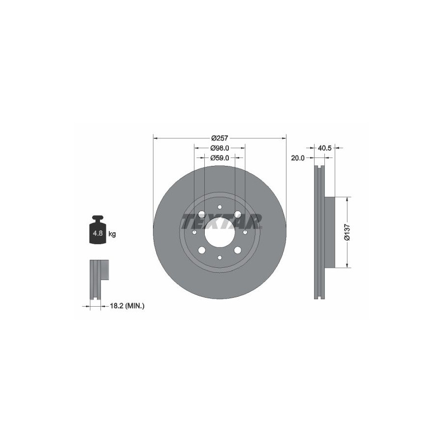 Textar Disque De Frein 92068503 Alfa Romeo;Fiat;Lancia