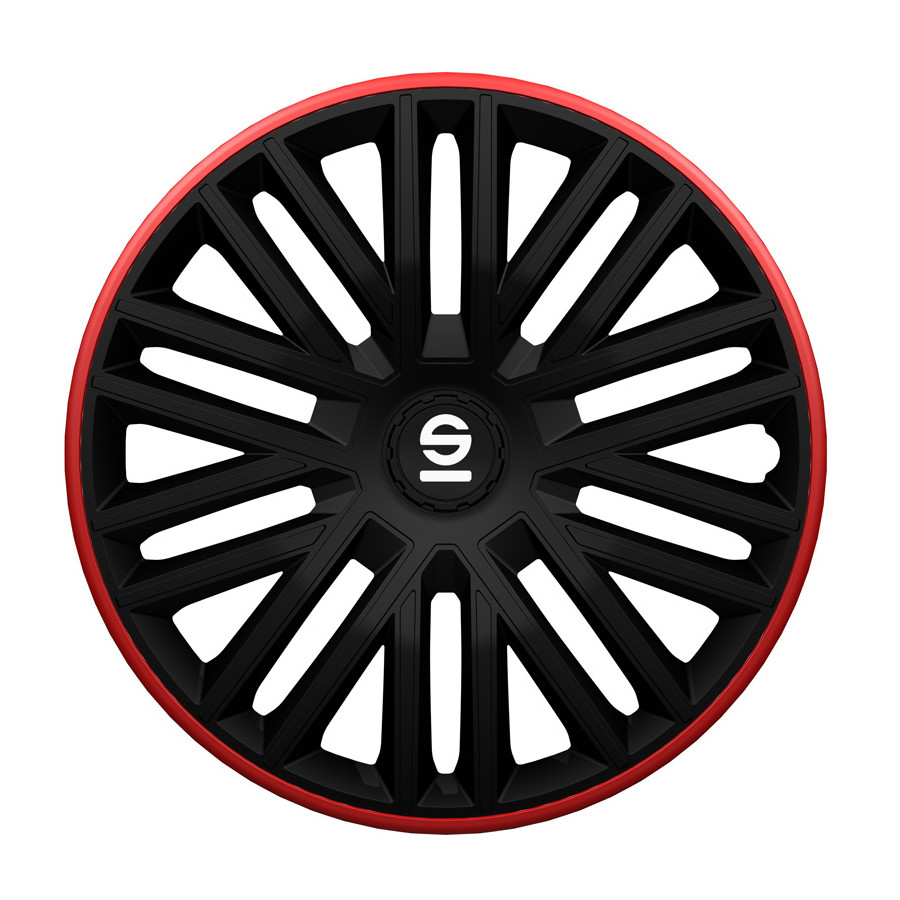 Jeu d'enjoliveurs de roue Sparco 4 pièces Bergamo 15 pouces noir / rouge