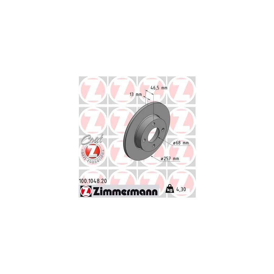 Zimmermann Disque De Frein 100.1048.20 Audi