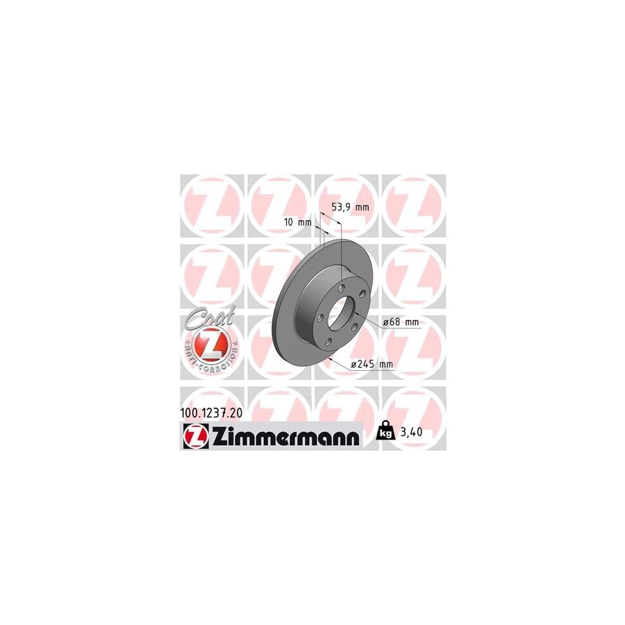 Zimmermann Disque De Frein 100.1237.20 Audi