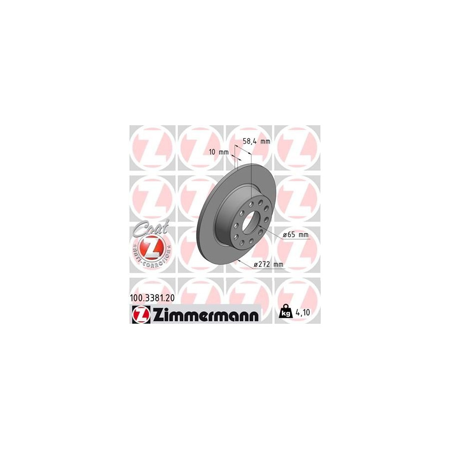 Zimmermann Disque De Frein 100.3381.20 Audi;Skoda;Volkswagen