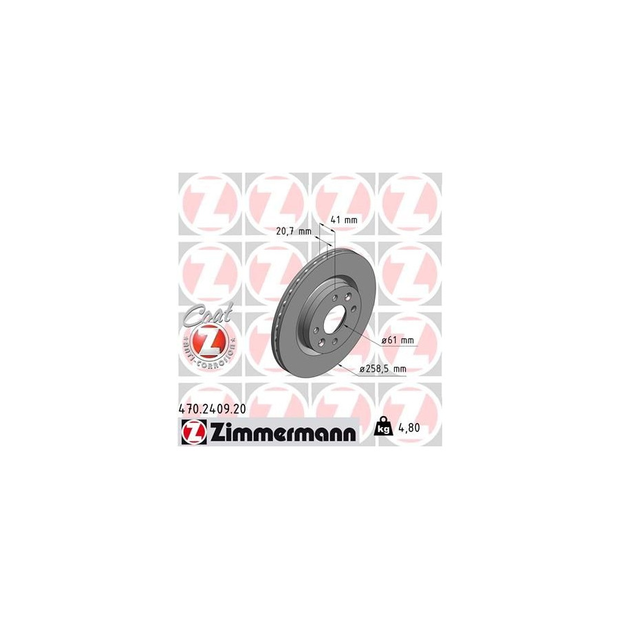 Zimmermann Disque De Frein 470.2409.20 Dacia;Nissan;Renault