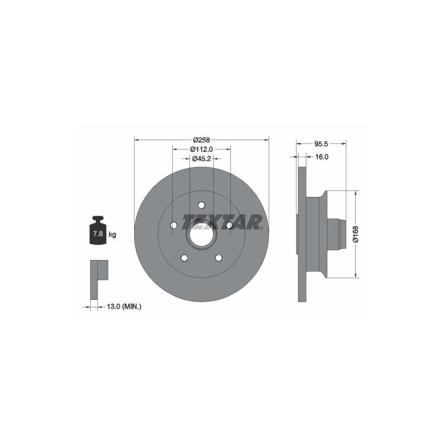 Textar Disque De Frein 92053000 Volkswagen