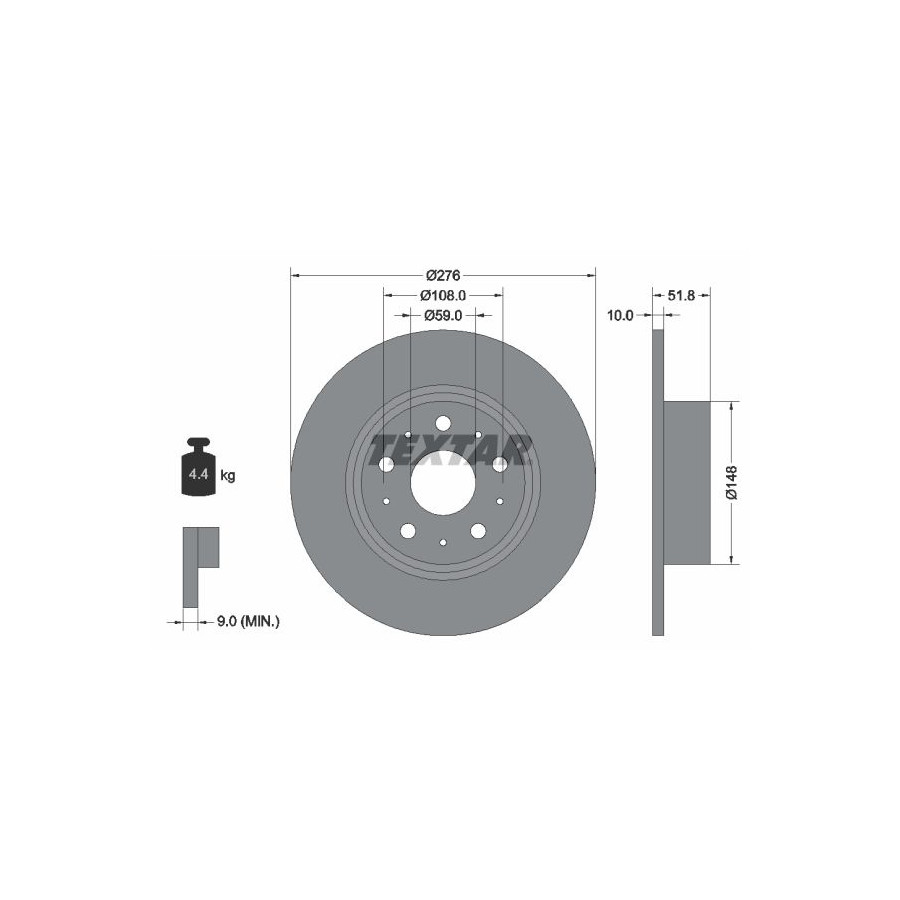 Textar Disque De Frein 92095300 Alfa Romeo;Lancia