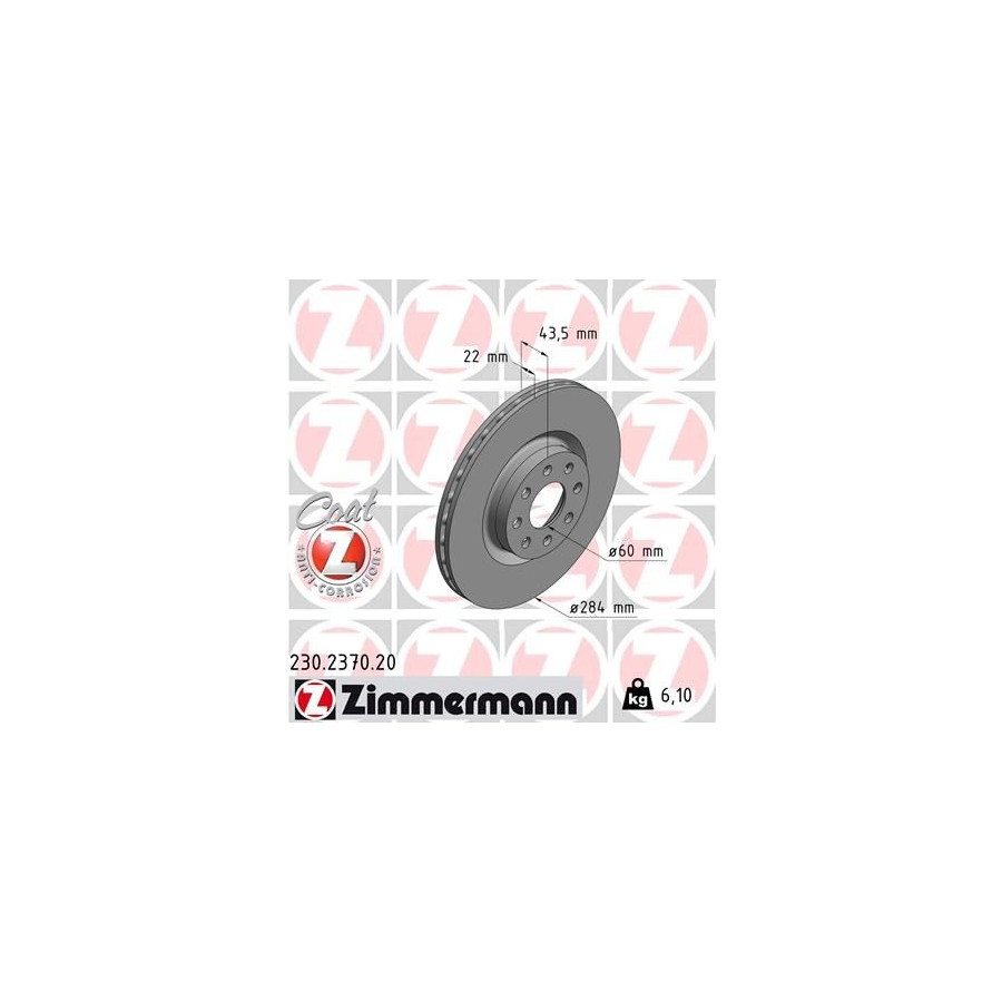 Zimmermann Disque De Frein 230.2370.20 Fiat;Opel