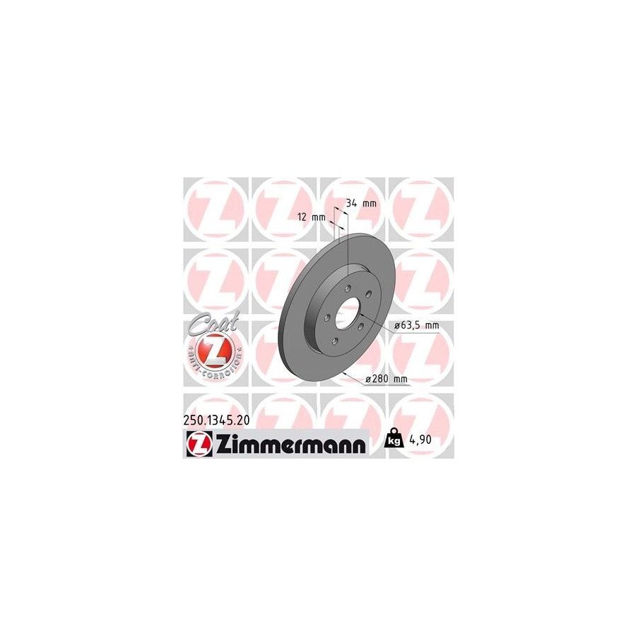 Zimmermann Disque De Frein 250.1345.20 Ford;Jaguar
