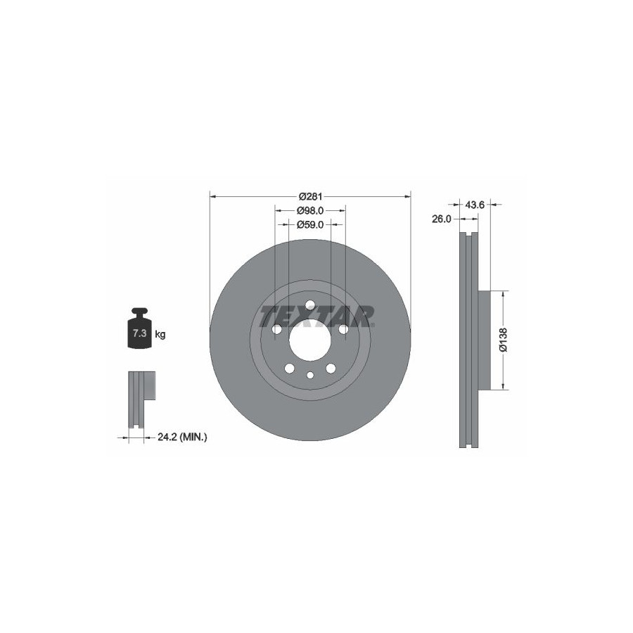 Textar Disque De Frein 92074003 Citroen;Fiat;Lancia;Peugeot
