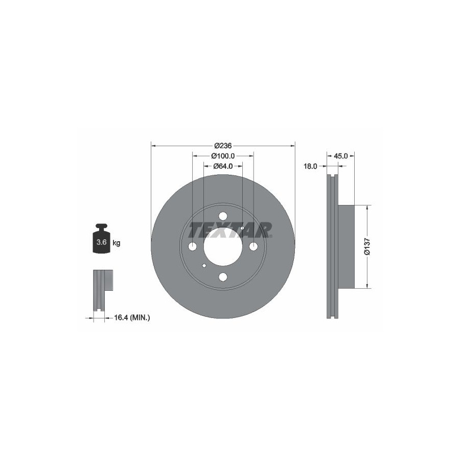 Textar Disque De Frein 92089400 Mitsubishi