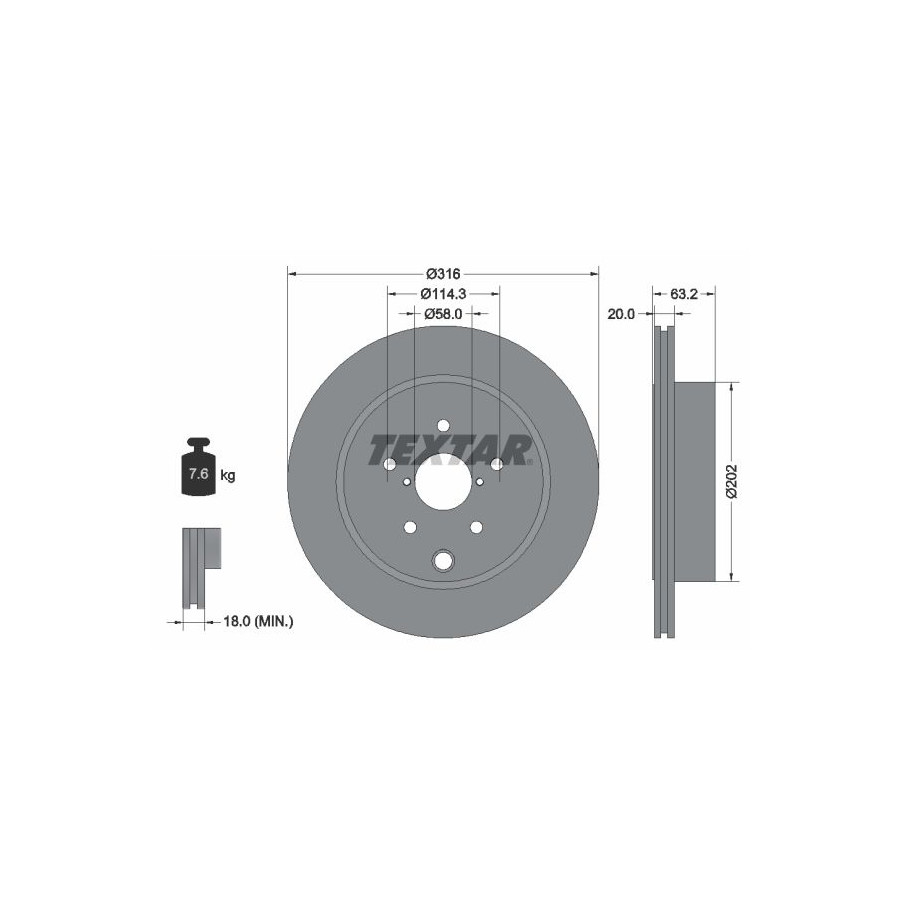 Textar Disque De Frein 92243703 Subaru