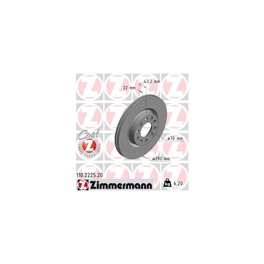 Zimmermann Disque De Frein .2225.20 Alfa Romeo