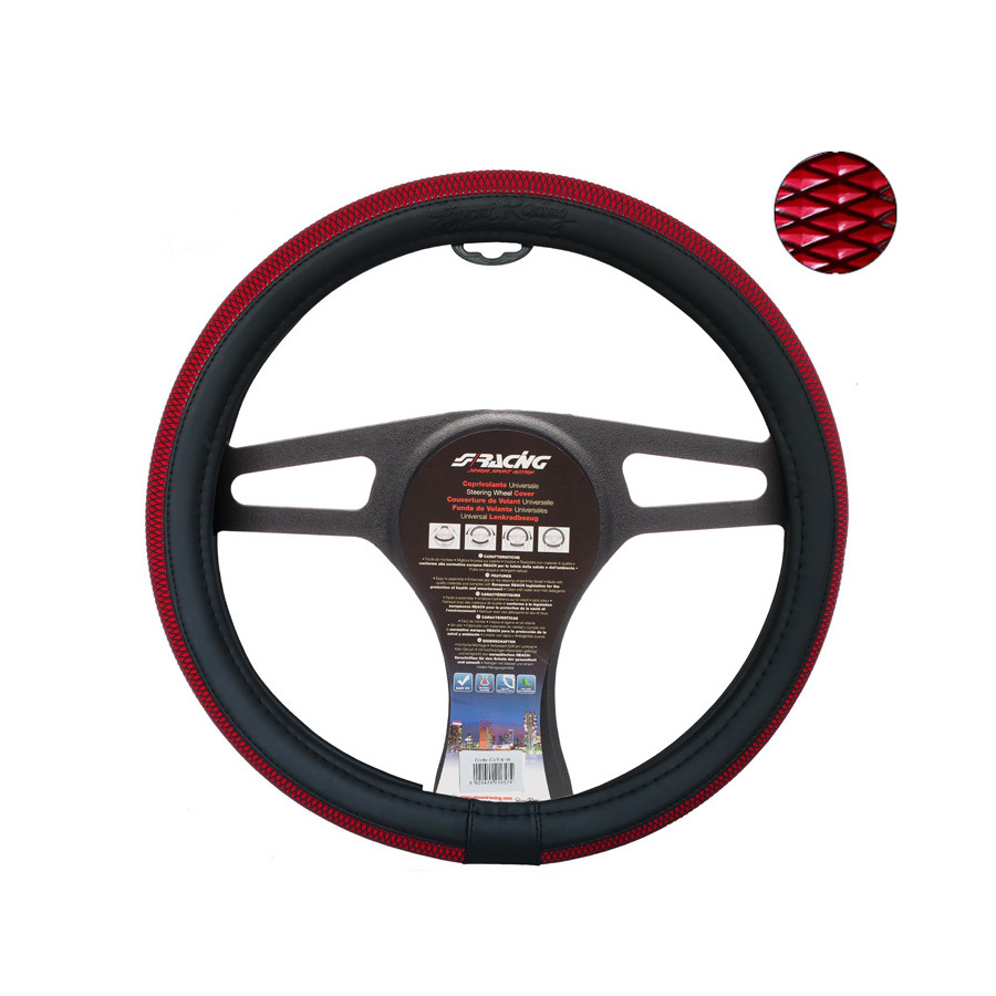 Couvre Volant Simoni Racing Trap Rouge Noir/Rouge Cuir Artificiel
