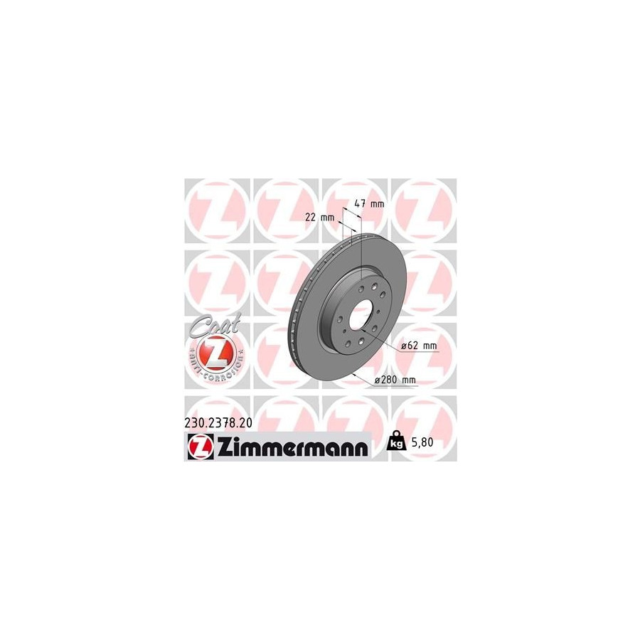 Zimmermann Disque De Frein 230.2378.20 Fiat;Suzuki