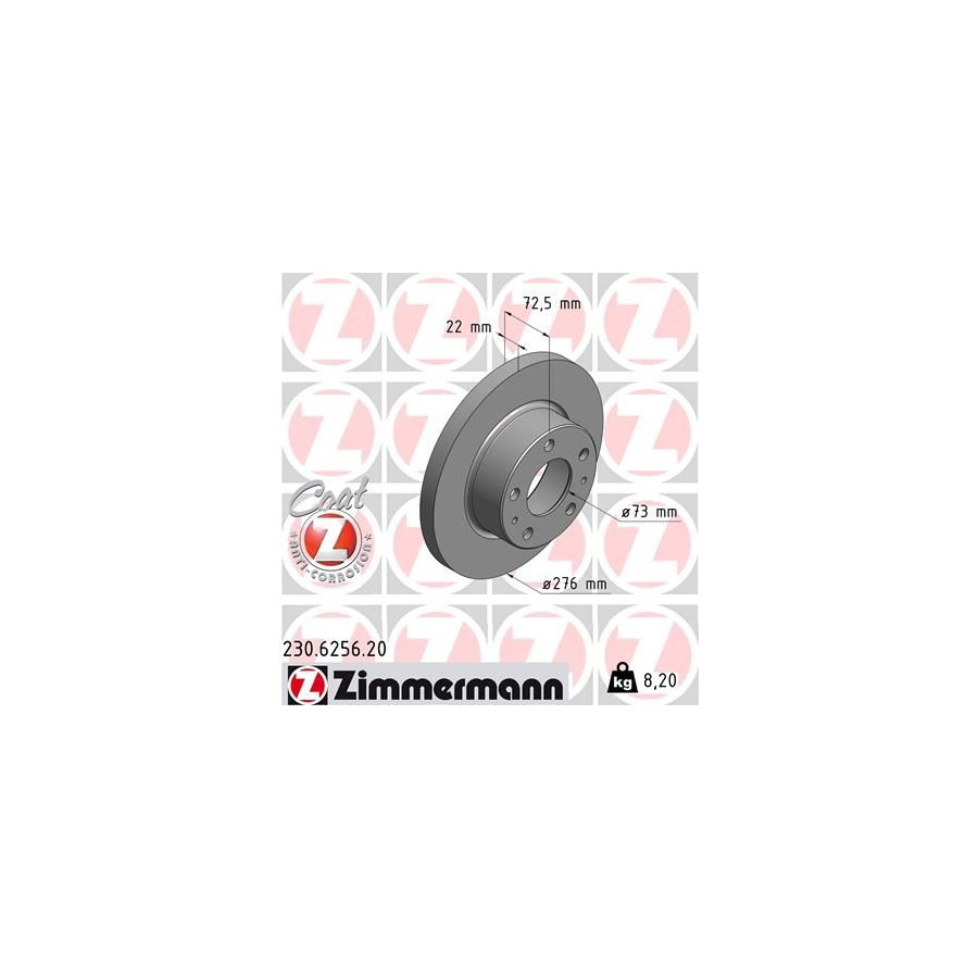 Zimmermann Disque De Frein 230.6256.20 Iveco