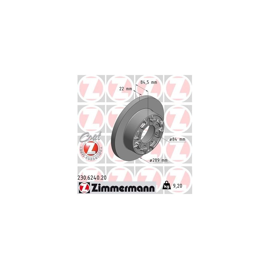 Zimmermann Disque De Frein 230.6240.20 Iveco