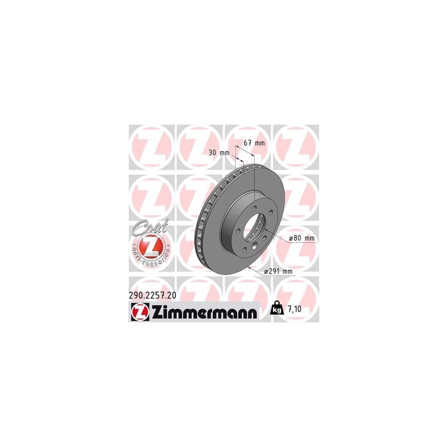 Zimmermann Disque De Frein 290.2257.20 Daimler;Jaguar