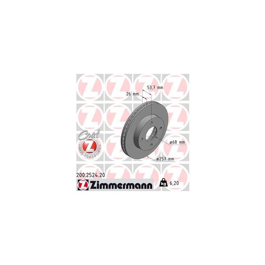 Zimmermann Disque De Frein 200.2524.20 Nissan