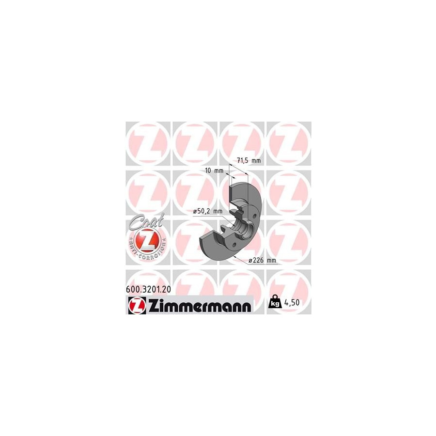 Zimmermann Disque De Frein 600.3201.20 Seat;Volkswagen