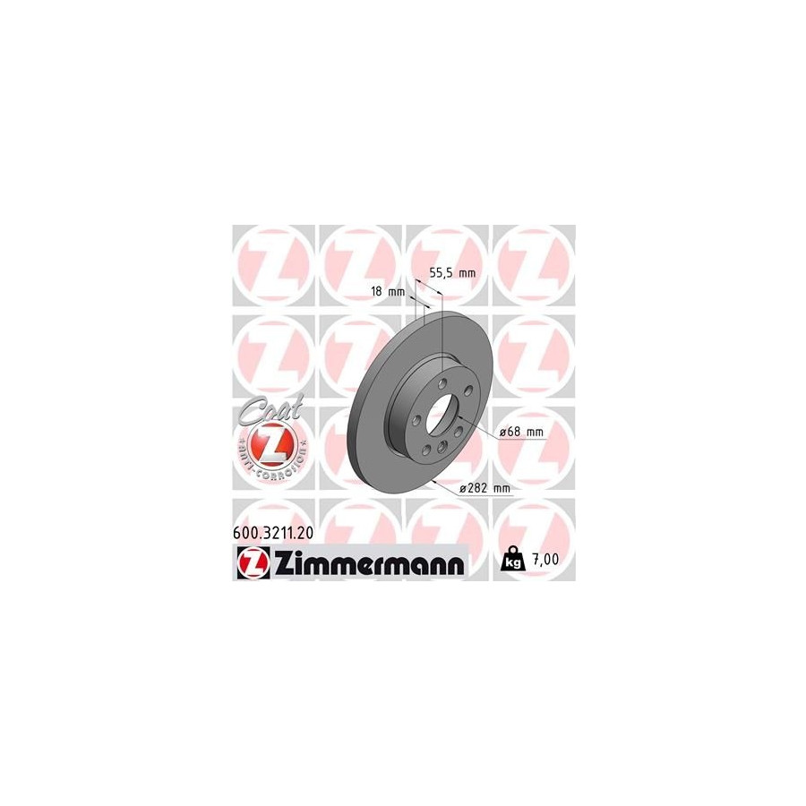 Zimmermann Disque De Frein 600.3211.20 Volkswagen