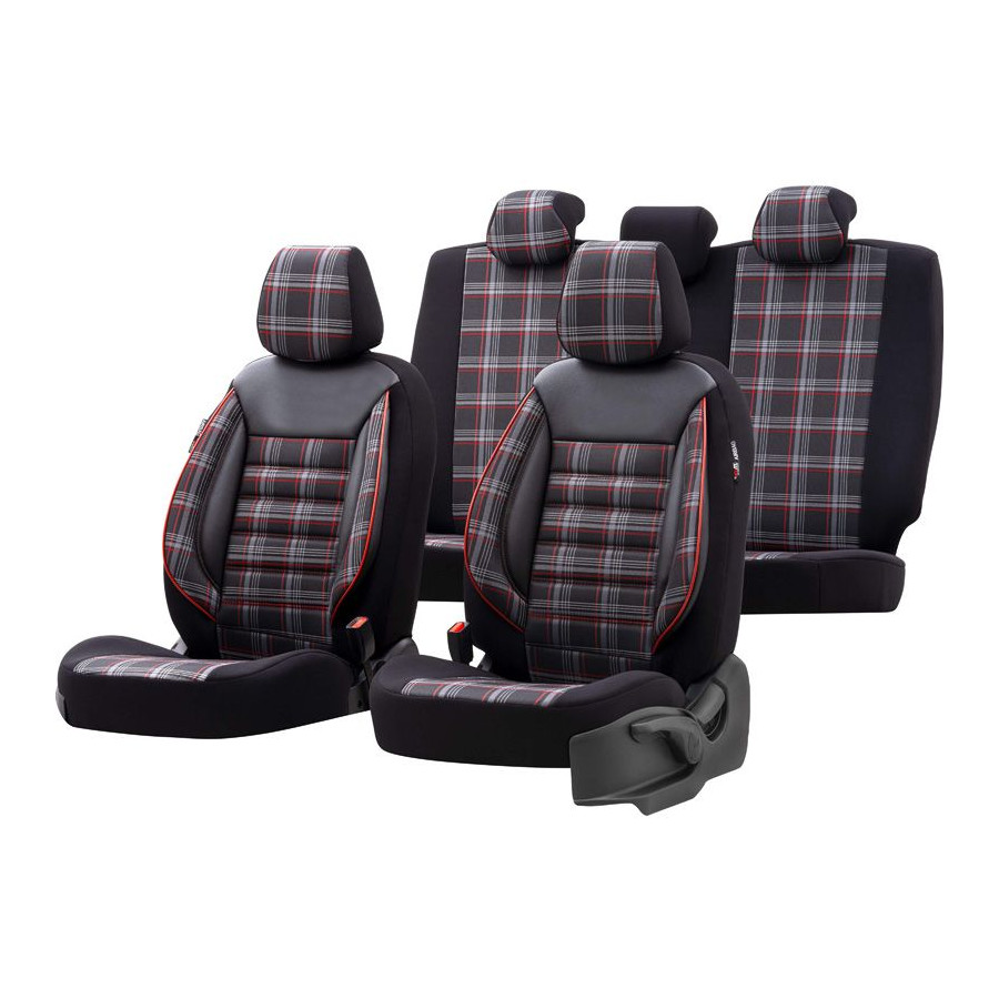Housse de siège en tissu otoM 'Sports' - Noir / Rouge - 11 pièces