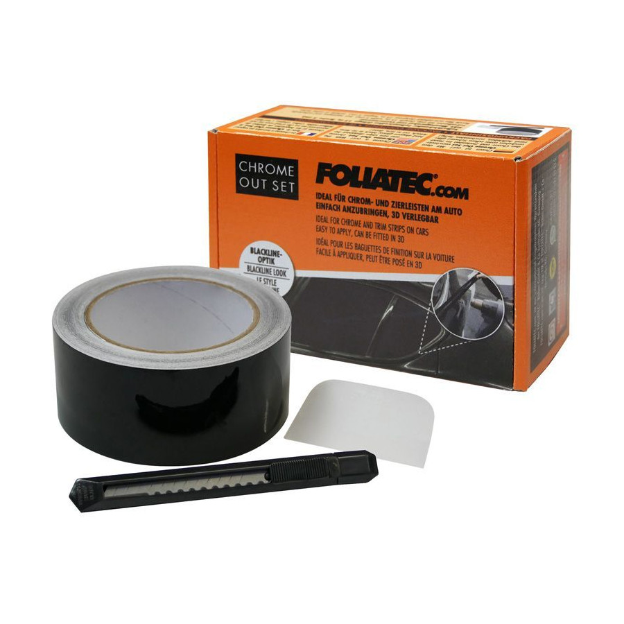Set Foliatec 'Chrome Out' Black Glossy - Bande décorative 5cm x 15m