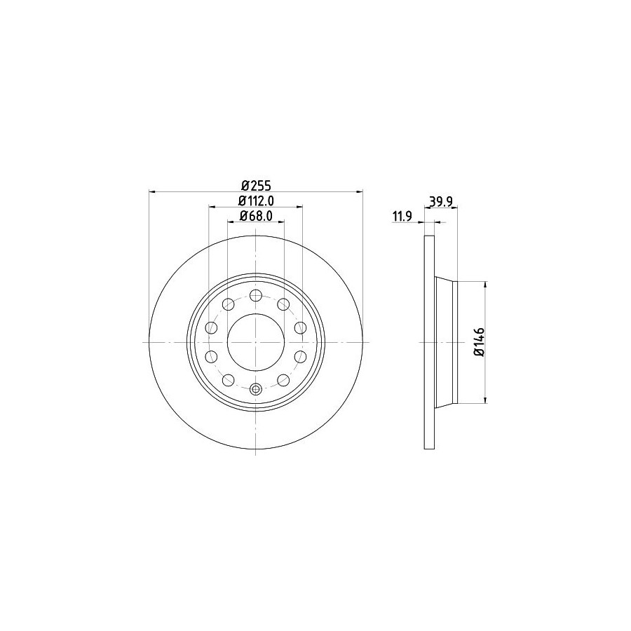 2x Disque de frein plein 8DD 355 107-561 HELLA pour AUDI SEAT - Image 3
