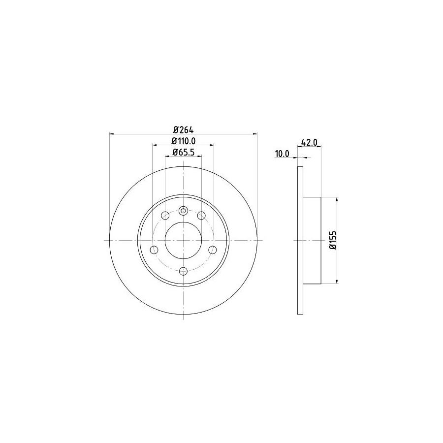 2 Disques de Frein Plein Ø 65,5 MM 10 MM HELLA Convient pour U. A. Opel Astra - Image 3