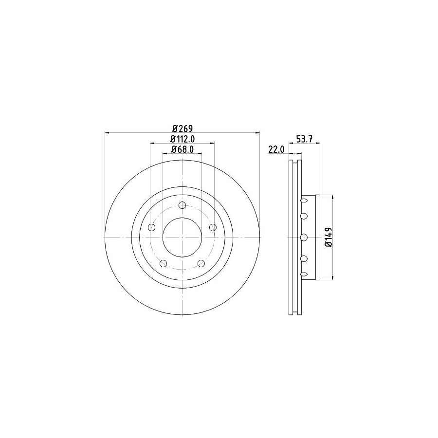 2x Disque de frein ventilé de l'extérieur 8DD 355 128-951 HELLA pour AUDI VW - Image 3