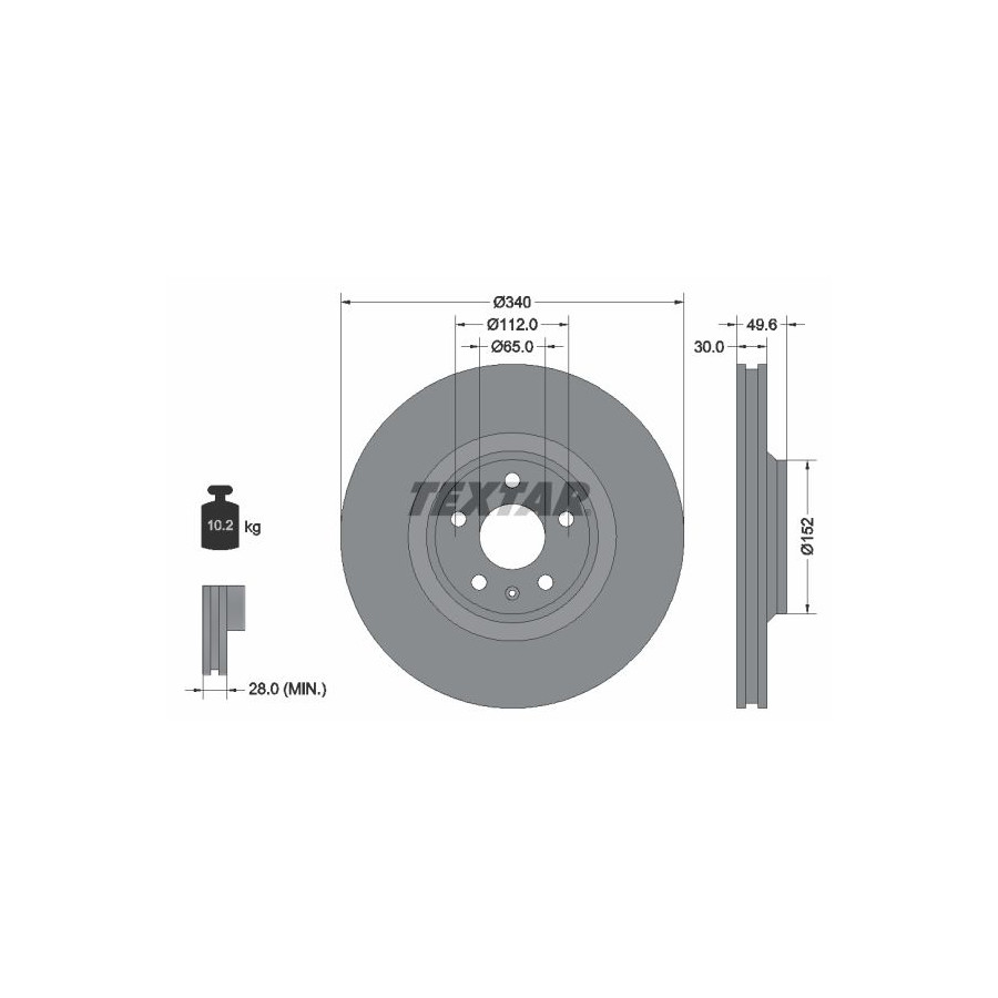 Textar Disque De Frein 92160505 Audi