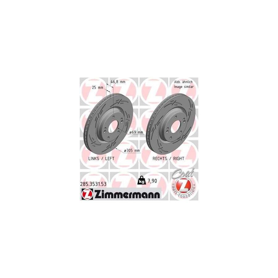 Zimmermann Disque De Frein 285.3531.53 Hyundai;Kia