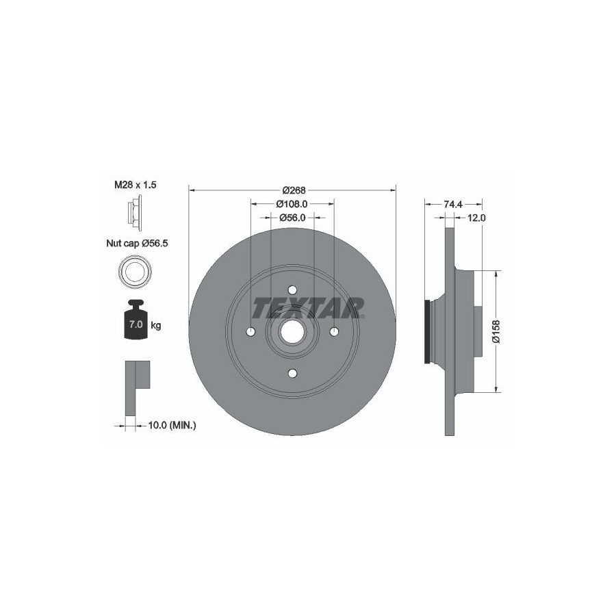 Textar Disque De Frein 92168703 Citroen;Ds;Peugeot