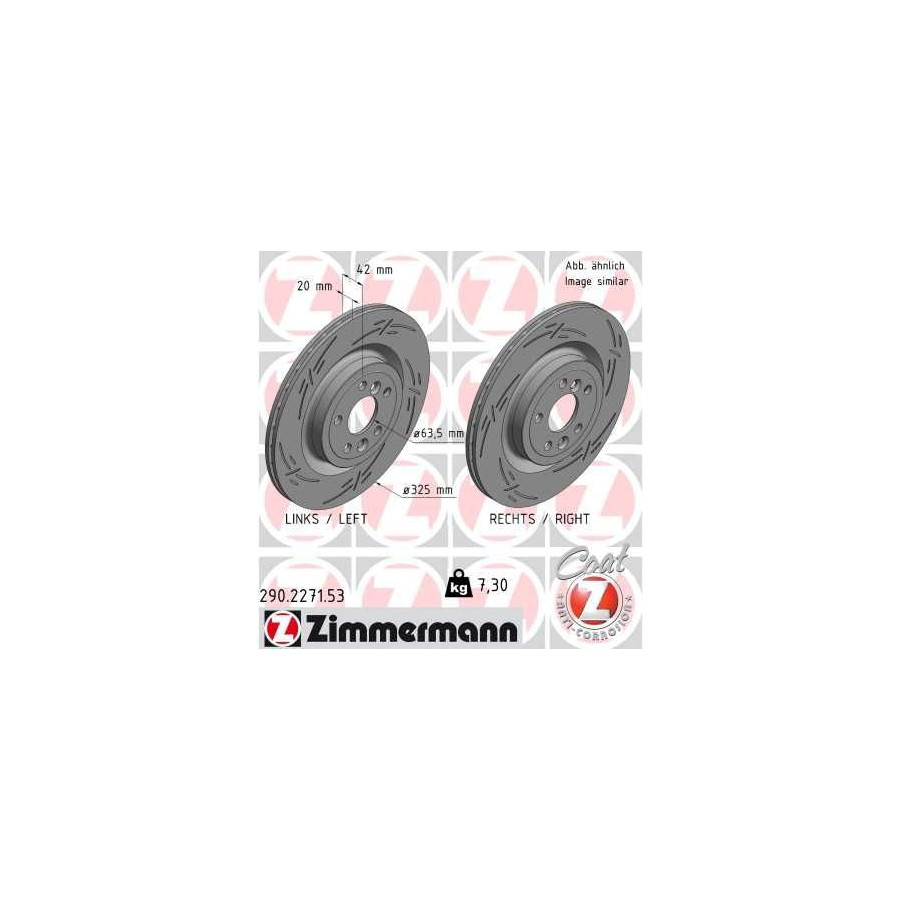 2x Disque de frein ventilé de l'intérieur 290.2271.53 ZIMMERMANN pour LAND ROVER - Image 3