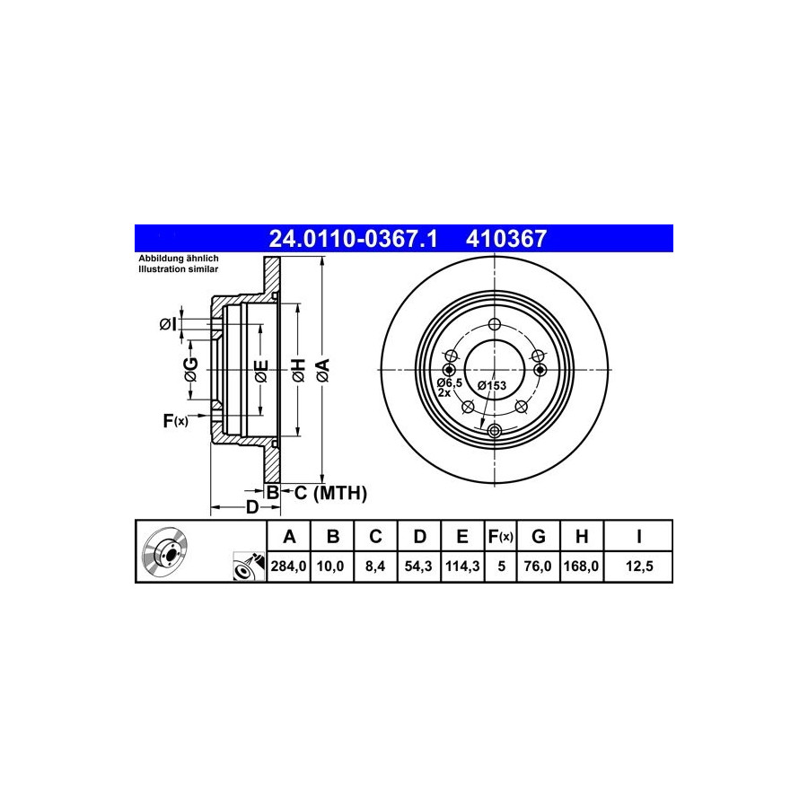 Disque De Frein Ate 24.01100367.1 Hyundai