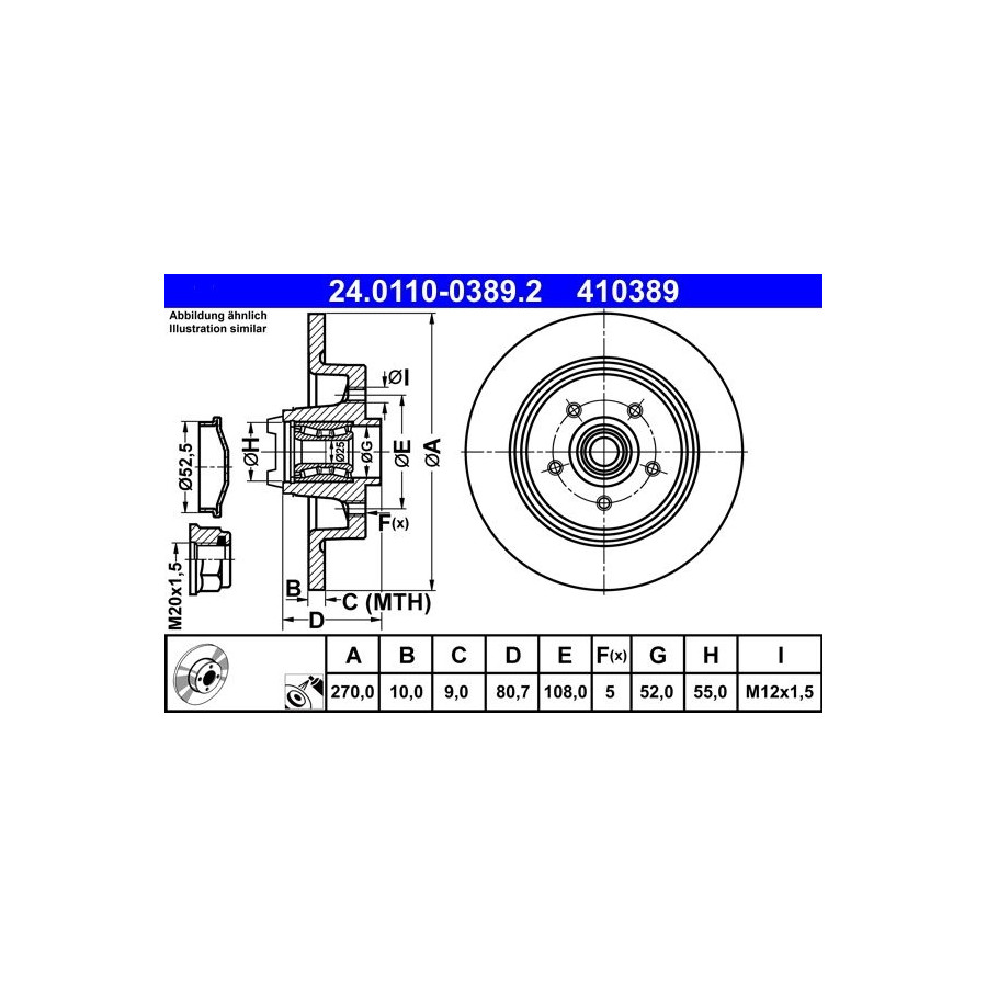 Disque De Frein 24.0110-0389.2 ATE Pour RENAULT - Image 5