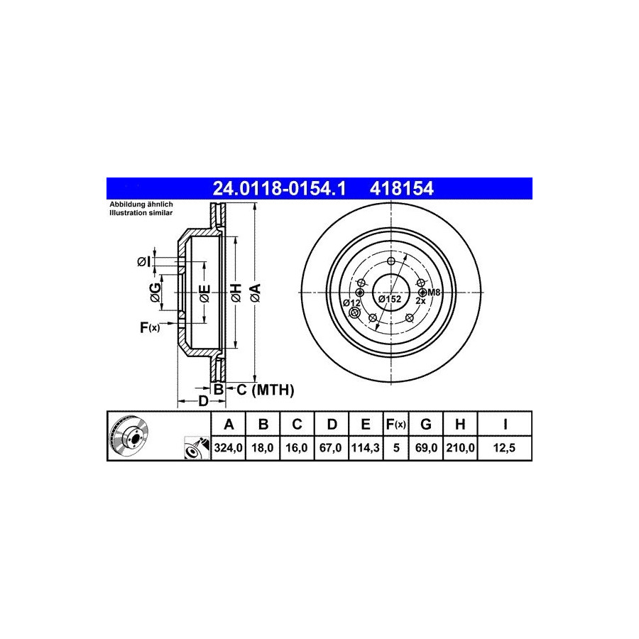 Disque De Frein Ate 24.01180154.1 Hyundai