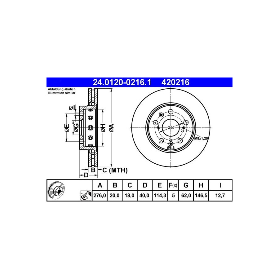 ATE 420216 Paire Disques De Frein Avant Suzuki Swift III 06- - Image 5