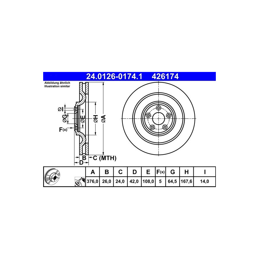 Disque de frein ATE 24.0126-0174.1 - Image 3