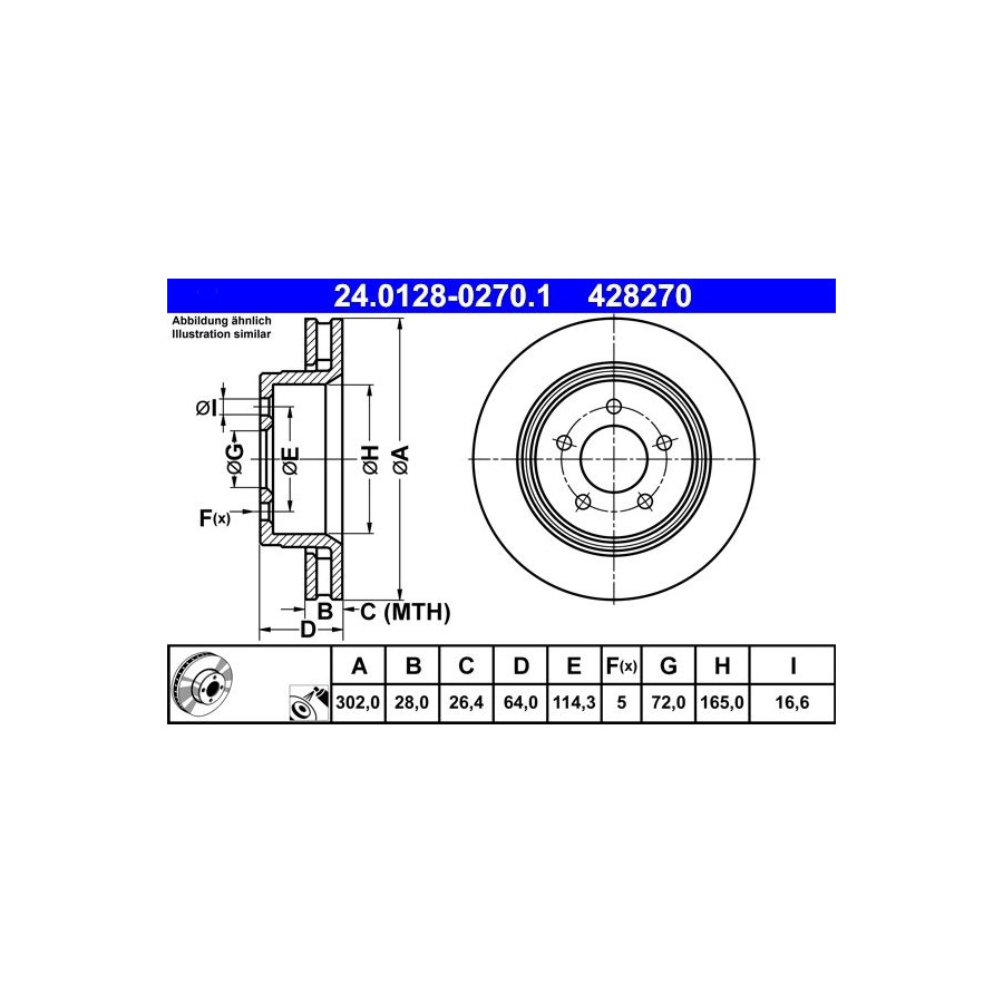Disque De Frein Ate 24.01280270.1 Jeep