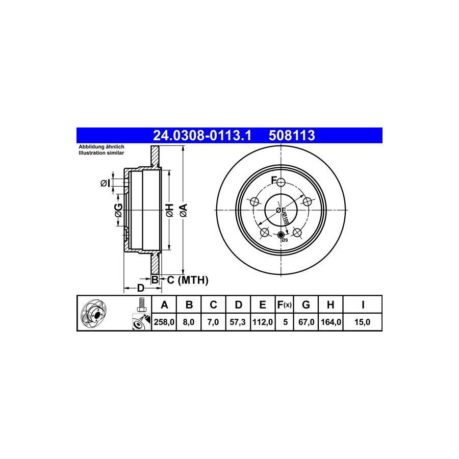 Disque de frein ATE 24.0308-0113.1 - Image 3