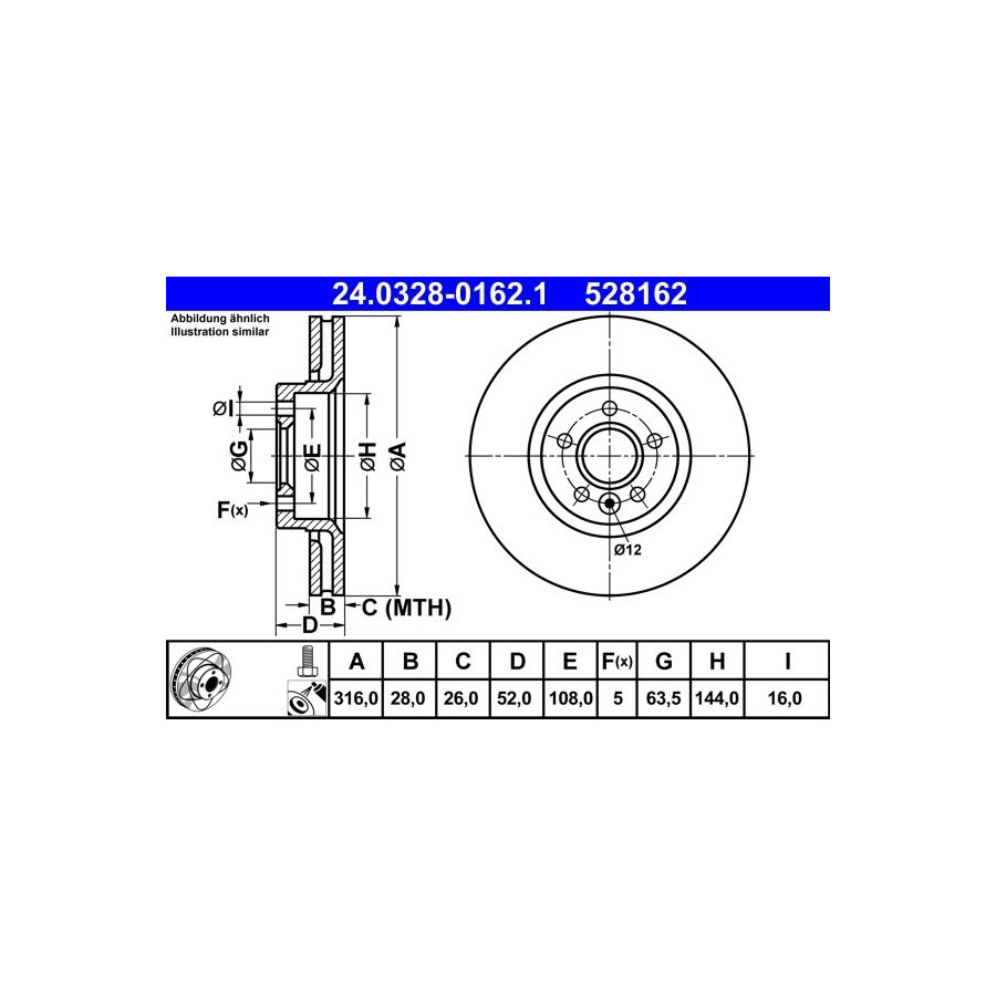 2x Disque de frein ventilé 24.0328-0162.1 ATE pour VOLVO FORD LAND ROVER - Image 7