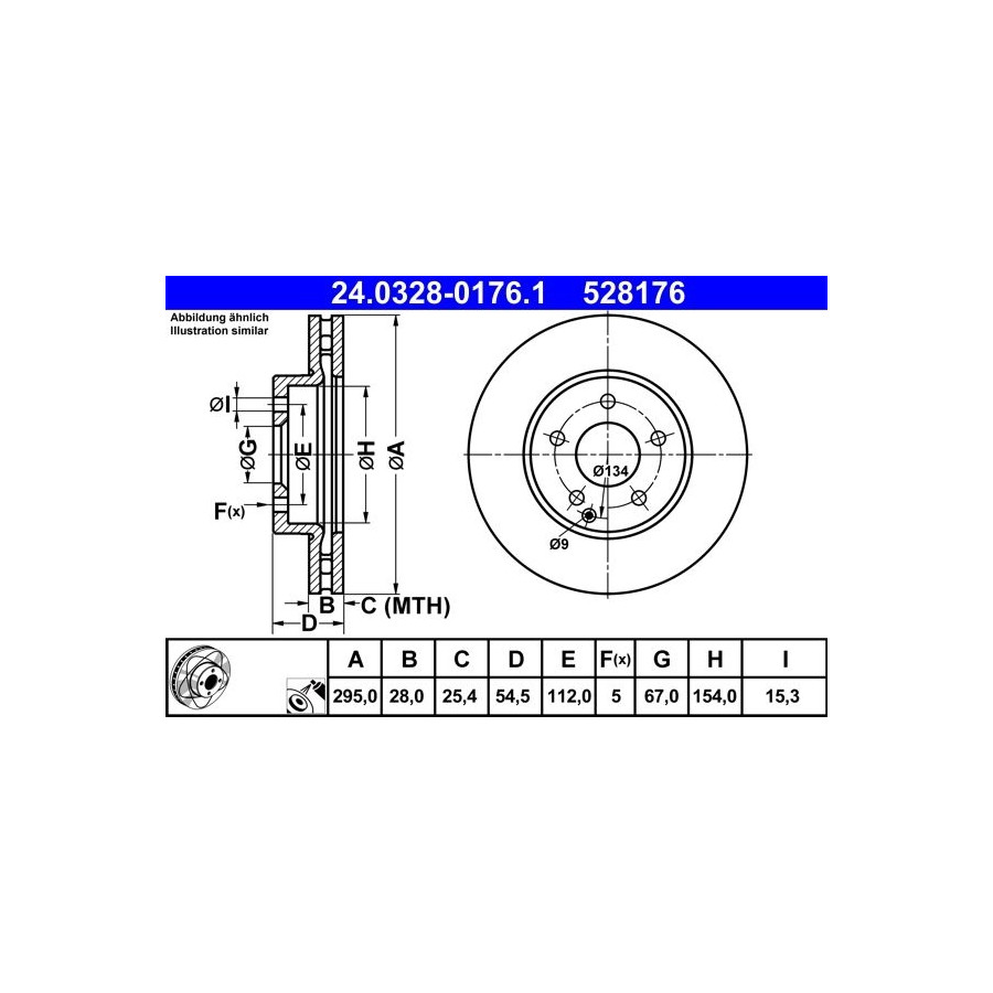 2x Disque de frein ventilé 24.0328-0176.1 ATE pour MERCEDES-BENZ CLASSE E - Image 3