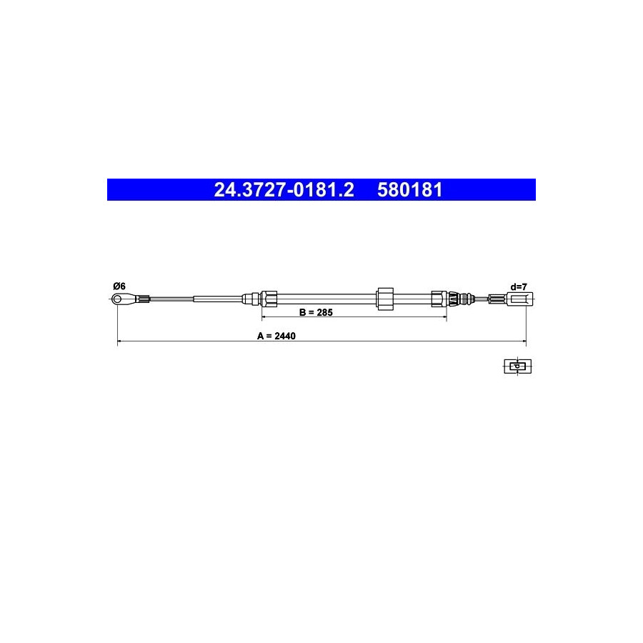 Câble de frein à main 24.3727-0181.2 ATE pour VW MERCEDES-BENZ - Image 4